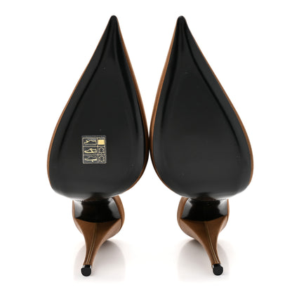 Saint Laurent Silk Satin Faye 110 Pumps 38 Deep Cognac 5 of 9