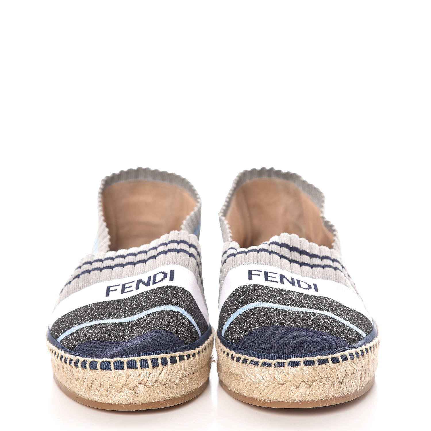 Fendi Knit Rockoko Sock Espadrilles 38 Grey 2 of 13