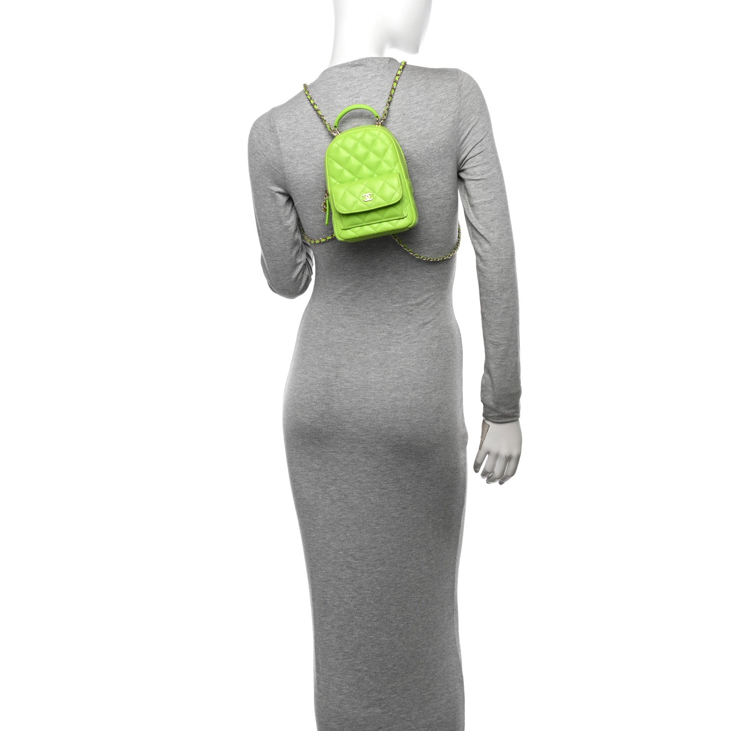 Chanel Caviar Quilted CC Mini Classic Backpack Neon Green 2 of 11