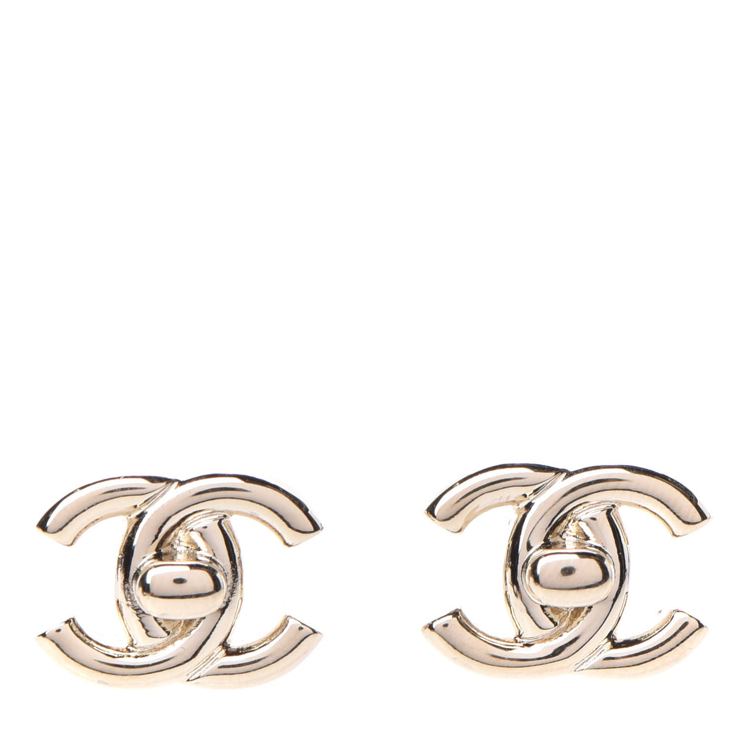 Metal CC Turnlock Earrings Gold