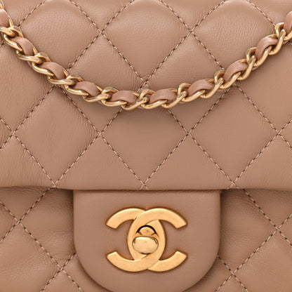 Chanel Lambskin Quilted Mini Rectangular Pearl Crush Flap Dark Beige 7 of 10