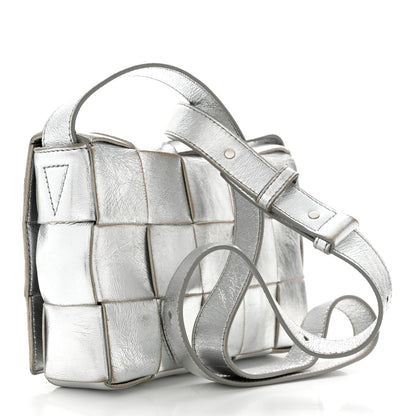 Bottega Veneta Metallic Lambskin Maxi Intrecciato Cassette Crossbody Bag Silver 3 of 12