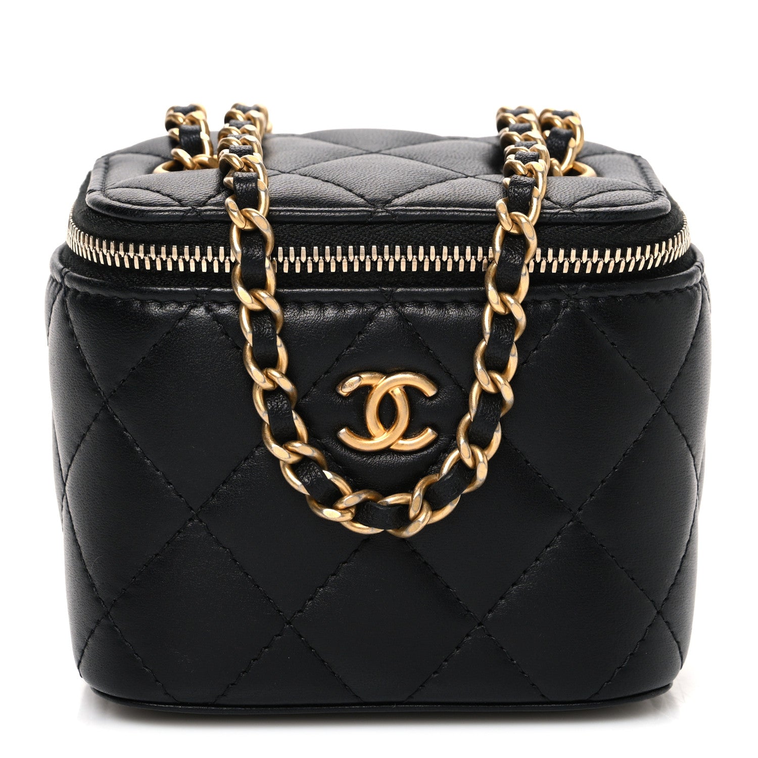 Chanel Lambskin Quilted Mini Pearl Crush Vanity Case With Chain Black 1 of 10