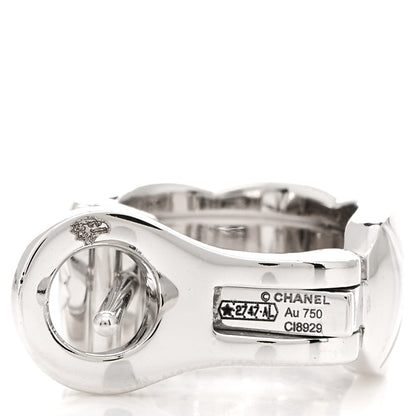 Chanel 18K White Gold Diamond Coco Crush Wide Hoop Earrings 4 of 5