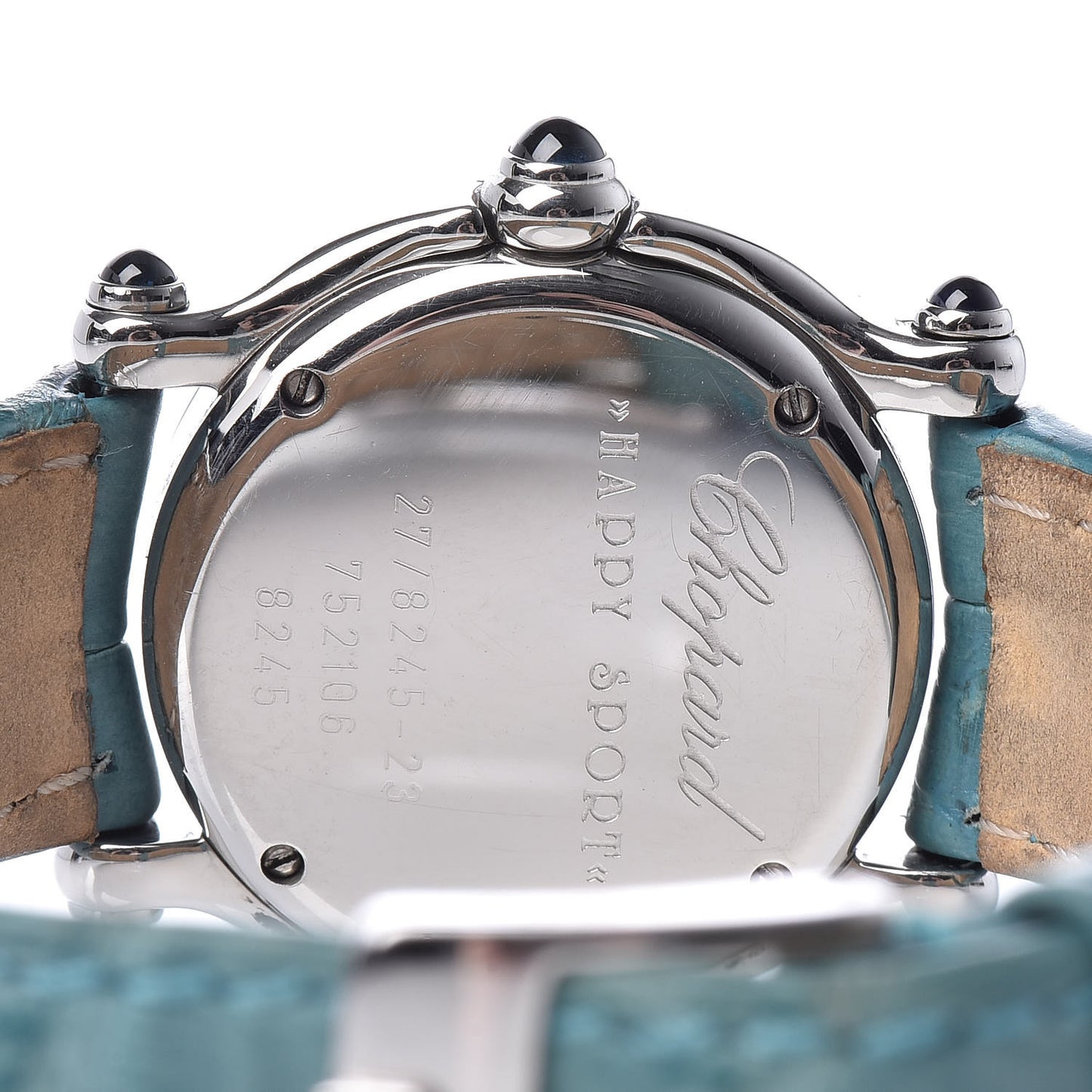 Stainless Steel Alligator Diamond Blue Sapphire Blue Mother of Pearl 26mm Happy Sport Star Quartz Watch