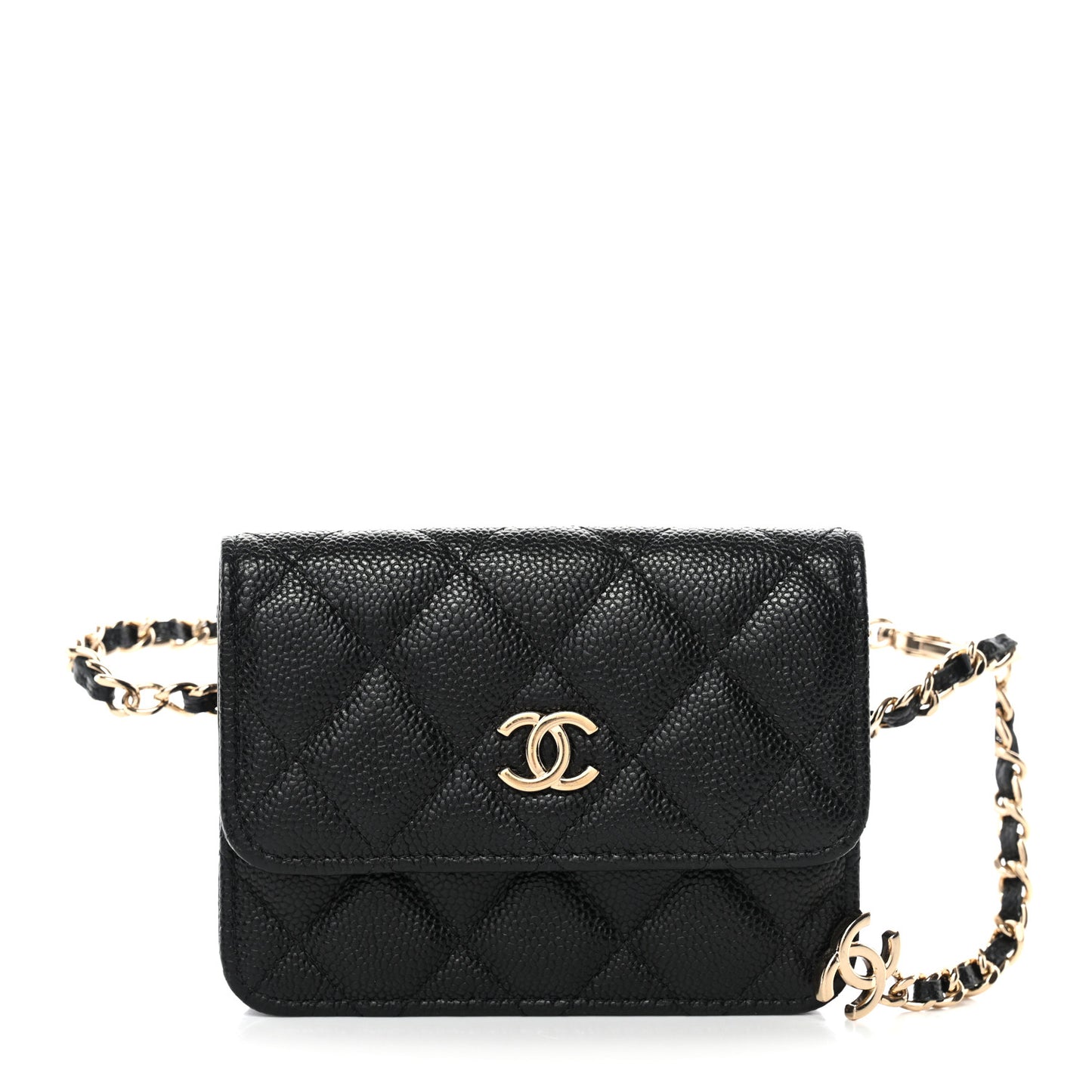 Caviar Quilted Bow Belt Bag Black