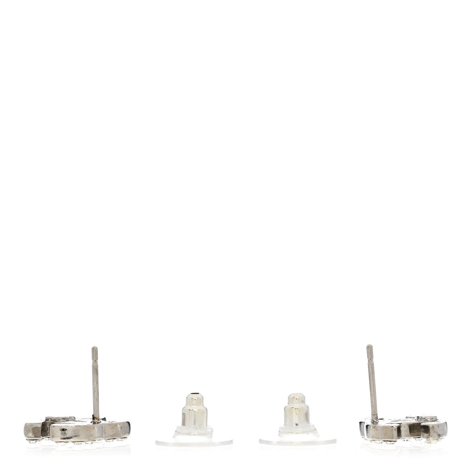 Chanel Crystal Timeless CC Earrings Silver 3 of 5