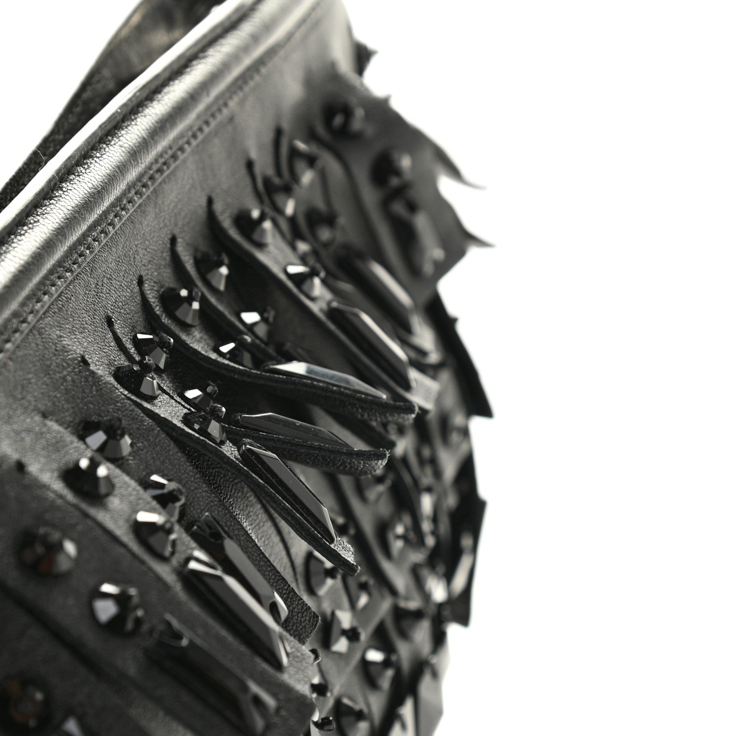 Prada Nappa Jeweled Fringe Wristlet Clutch Black 10 of 13