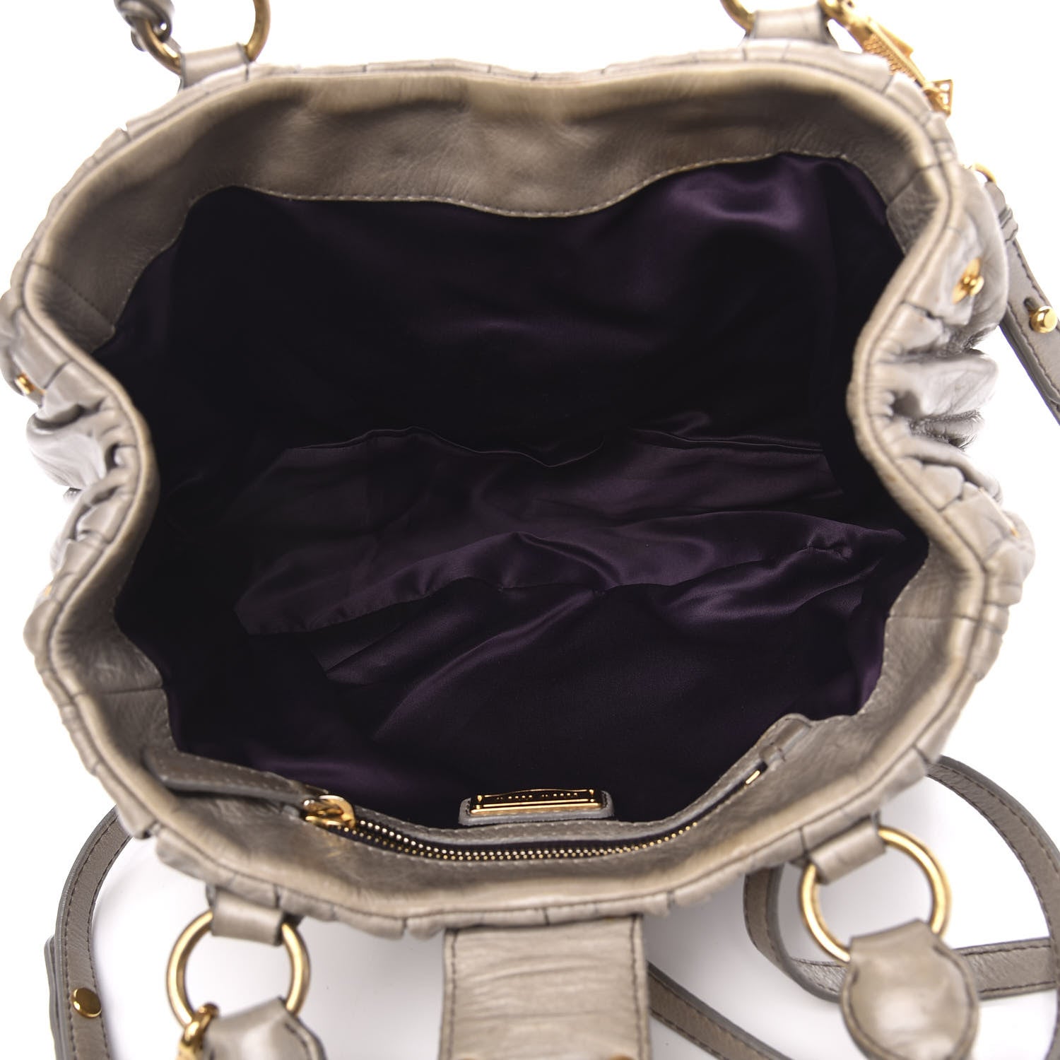 Miu Miu Nappa Matelasse Top Handle Satchel Fumo 6 of 14