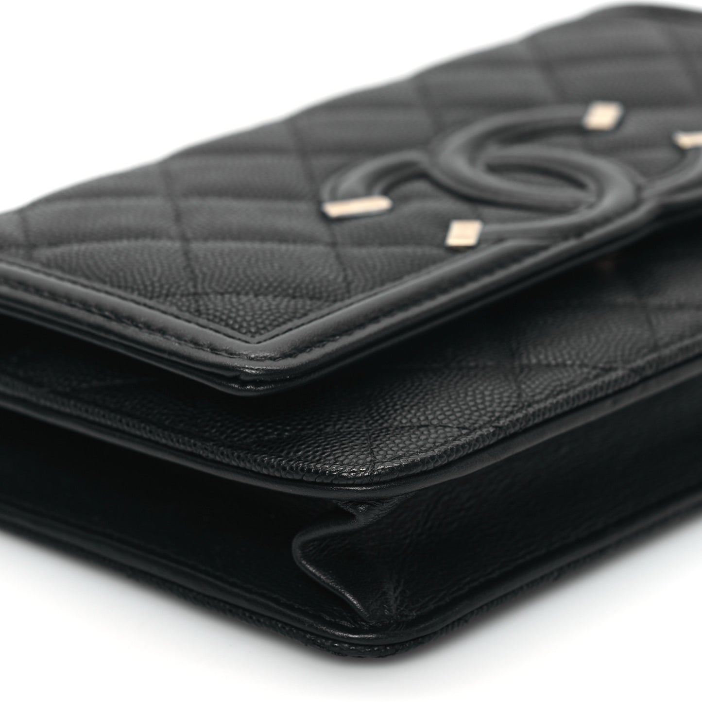Caviar Quilted CC Filigree Wallet On Chain WOC Black