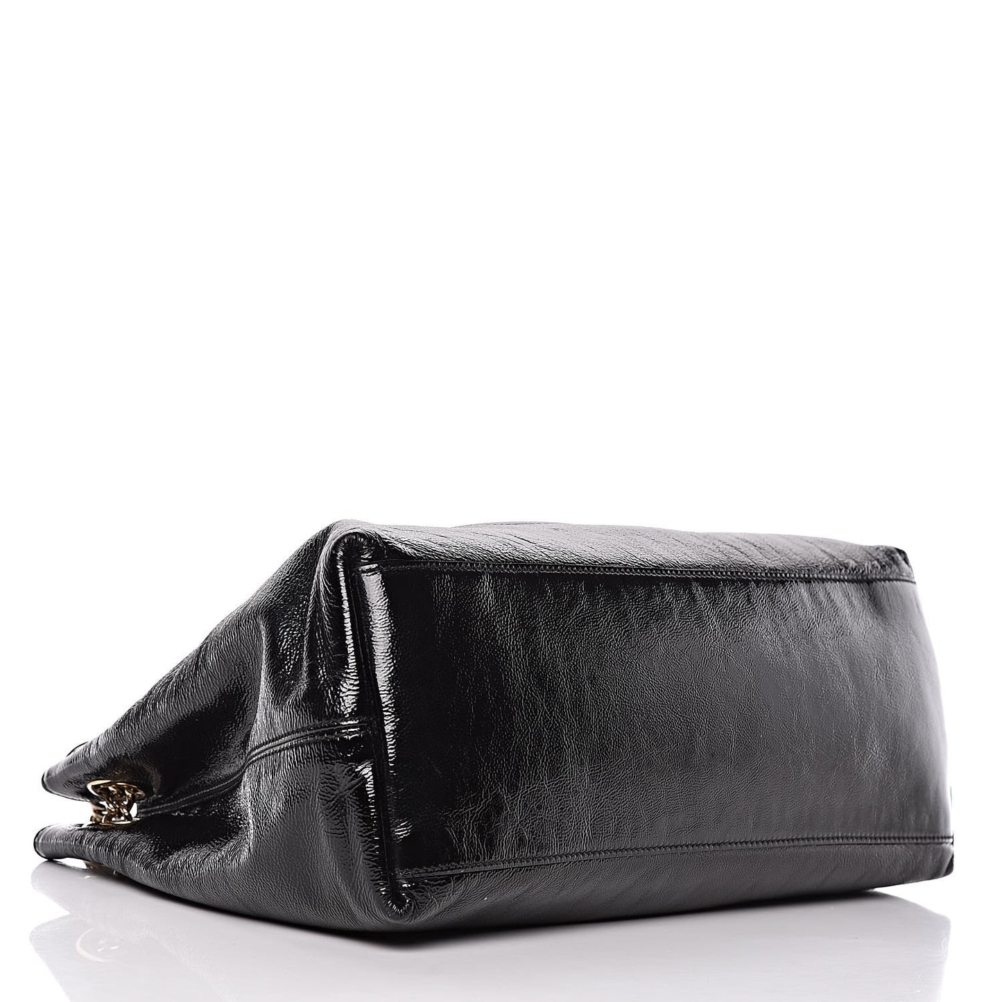 Patent Medium Soho Chain Shoulder Bag Black