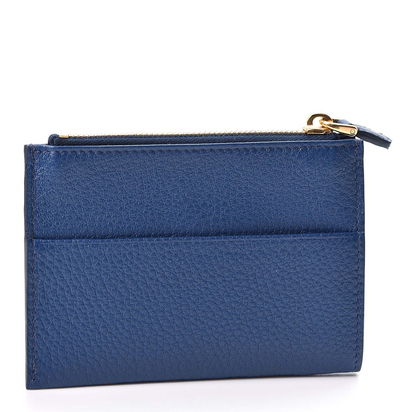 Vitello Grain Zip Card Holder Bluette
