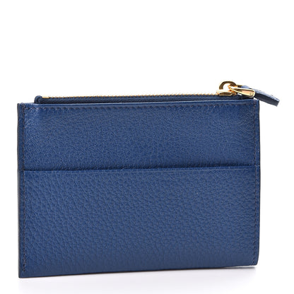 Prada Vitello Grain Zip Card Holder Bluette 2 of 9