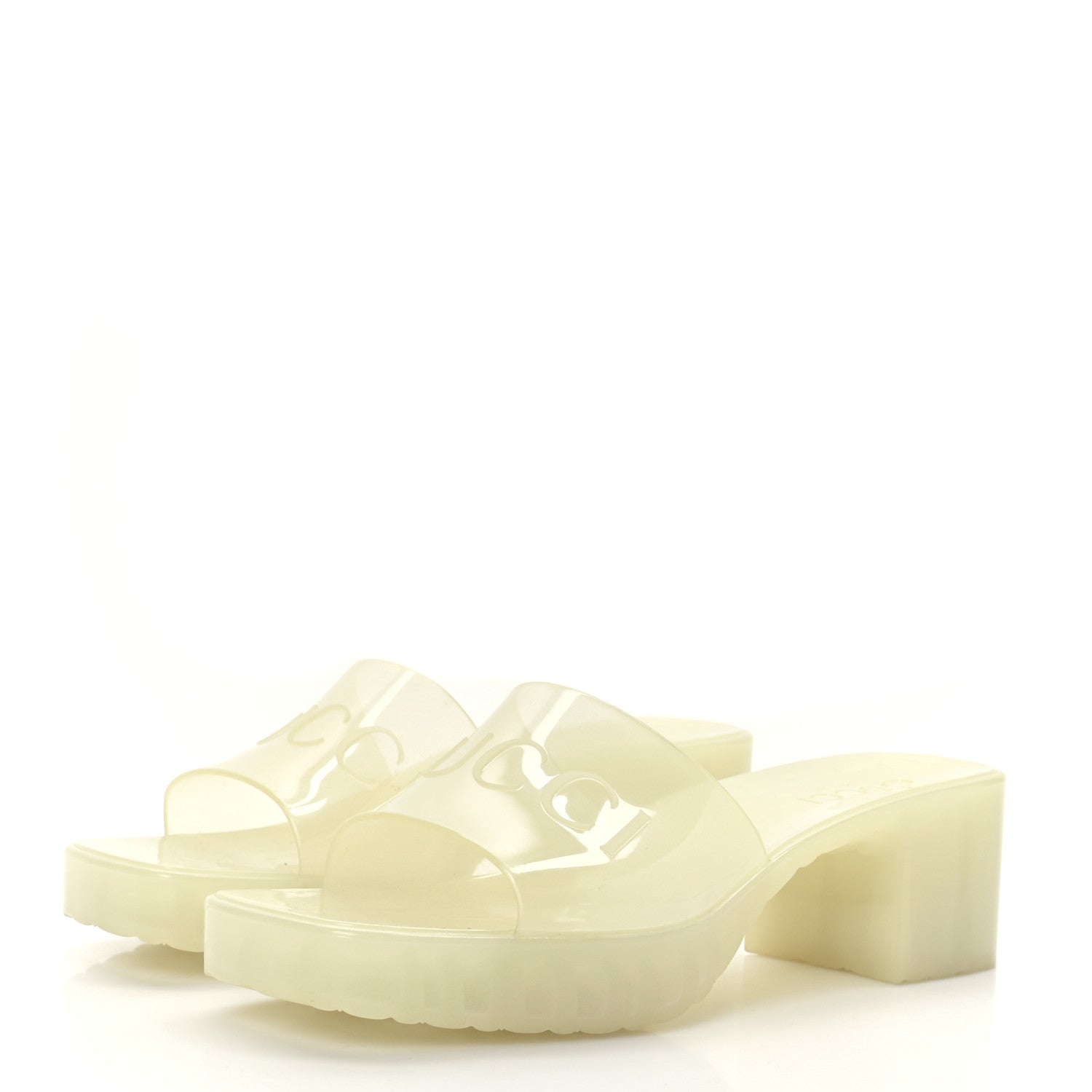 Gucci Rubber Gucci Logo Womens Platform 20/60mm Slide Sandals 36 Transparent Glow In The Dark 3 of 6