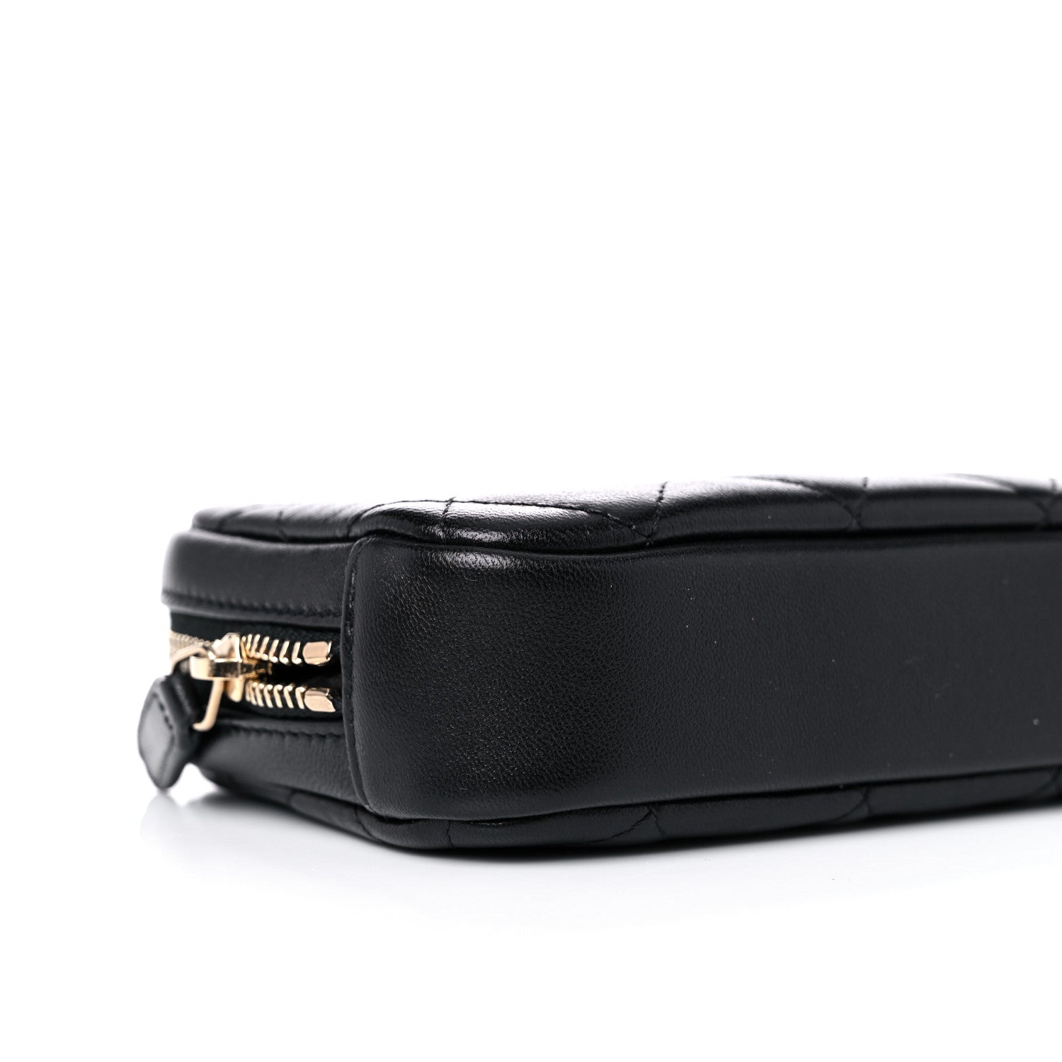 Chanel Lambskin Quilted Small Curvy Pouch Cosmetic Case Black 8 of 10