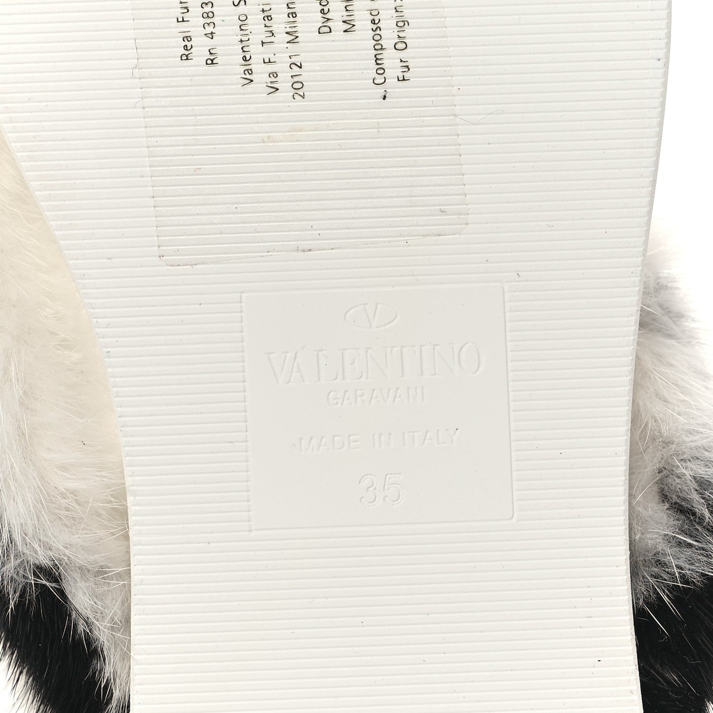 Mink Fur Thong Sandals 35 White Black