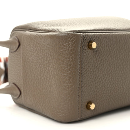 Hermes Taurillon Clemence Maxi Quadrille Mini Lindy 20 Etoupe Chai Nata Bleu Brume 9 of 13