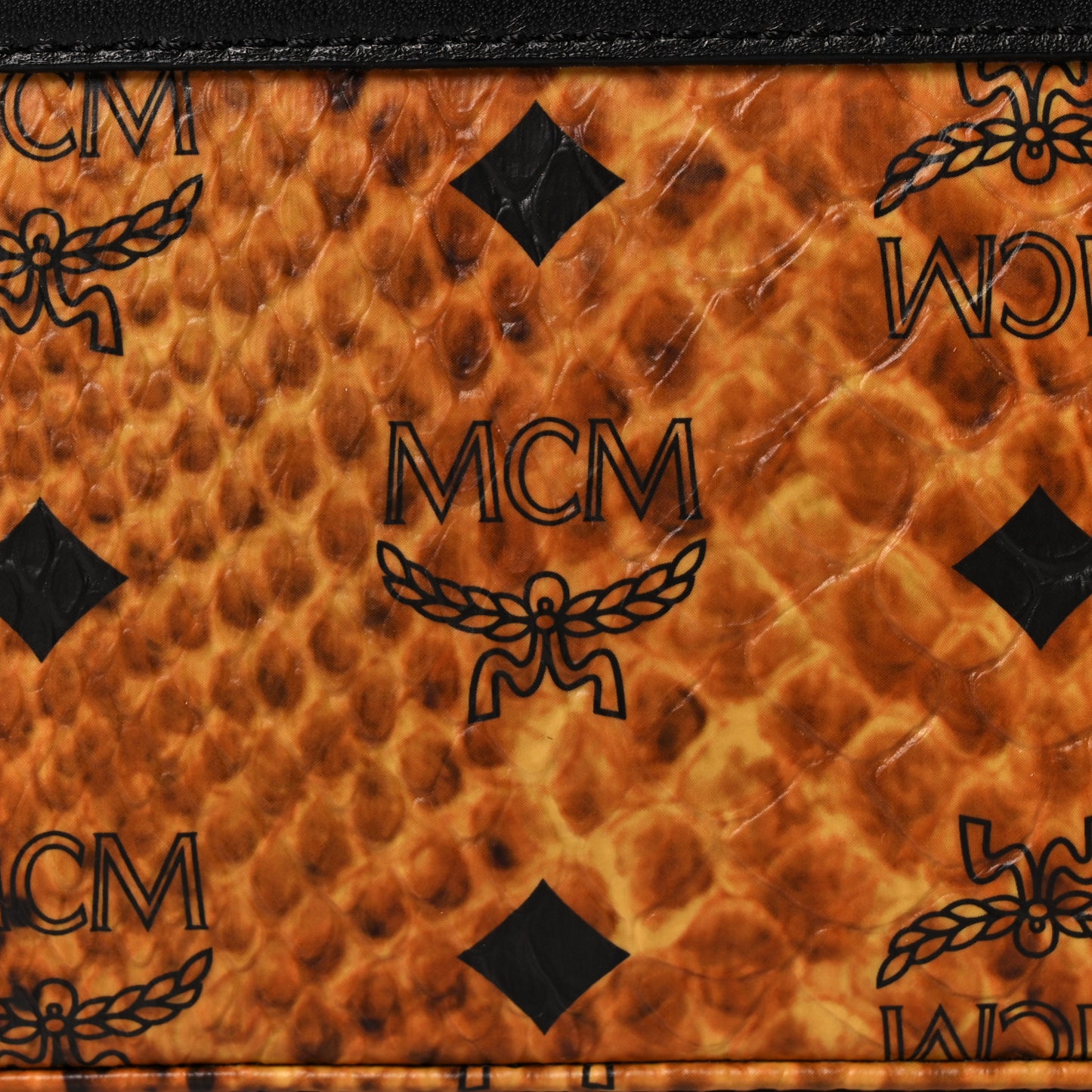 Visetos Calfskin Snakeskin Embossed Vanity Case Cognac