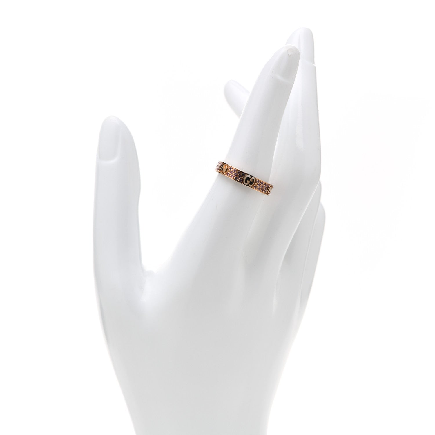 Gucci 18K Rose Gold Pink Sapphire Icon Stardust Thin Band Ring 55 7.25 2 of 5