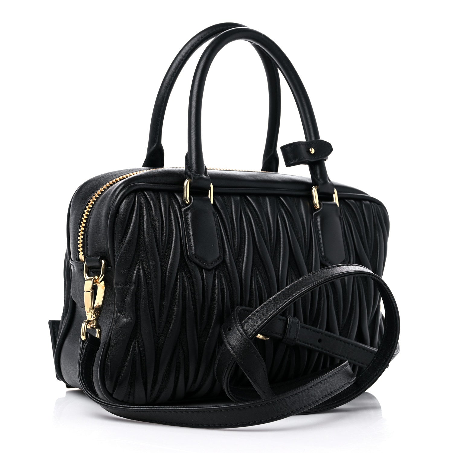 Miu Miu Nappa Matelasse Bauletto Top Handle Bag Black 3 of 8