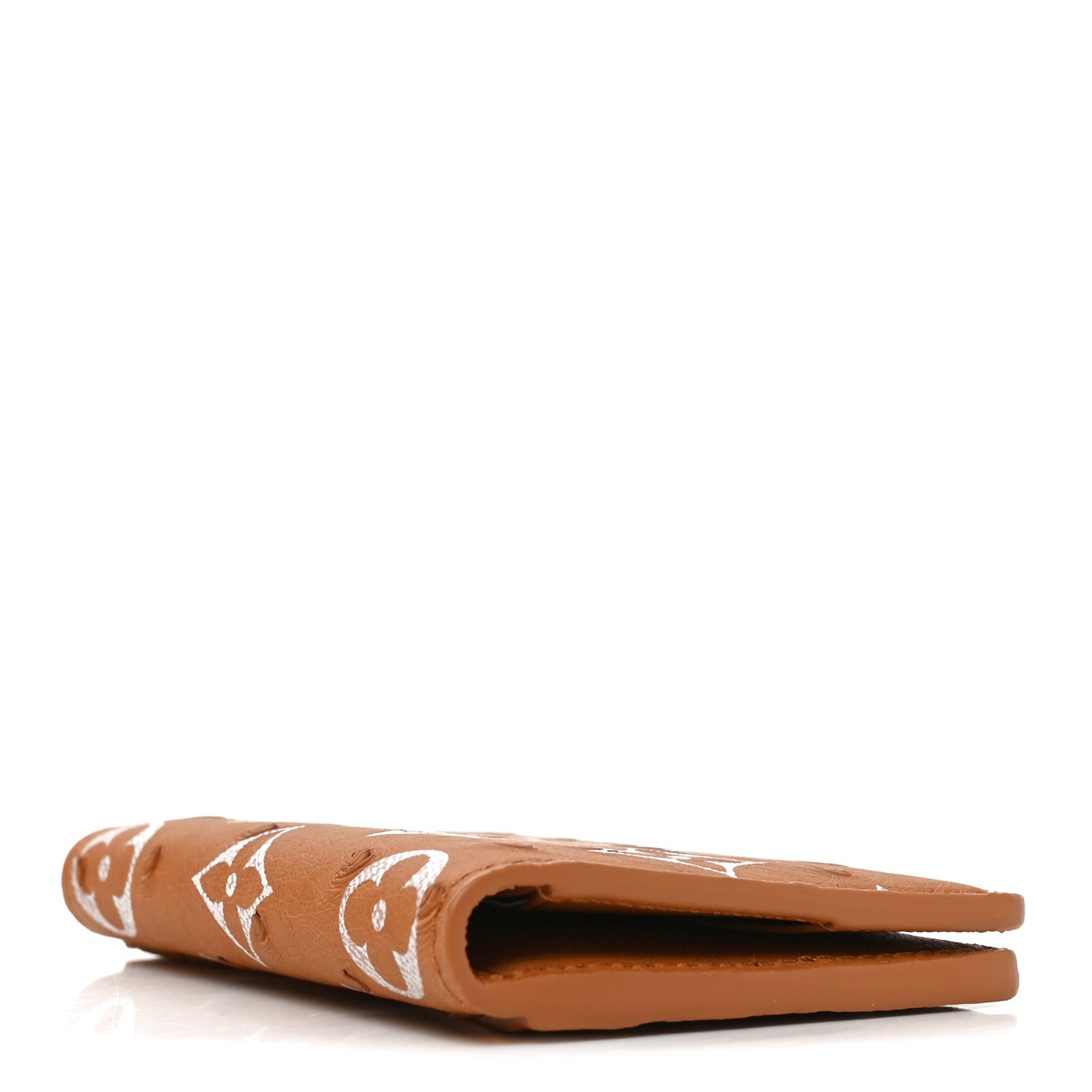 Ostrich Monogram Pocket Organizer NM Caramel