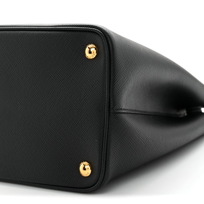 Prada Saffiano Cuir Medium Double Bag Black Mughetto 8 of 12