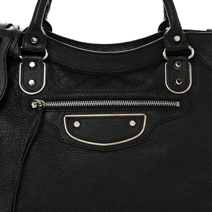 Balenciaga Chevre Silver Metallic Edge Hardware Velo Black 9 of 11