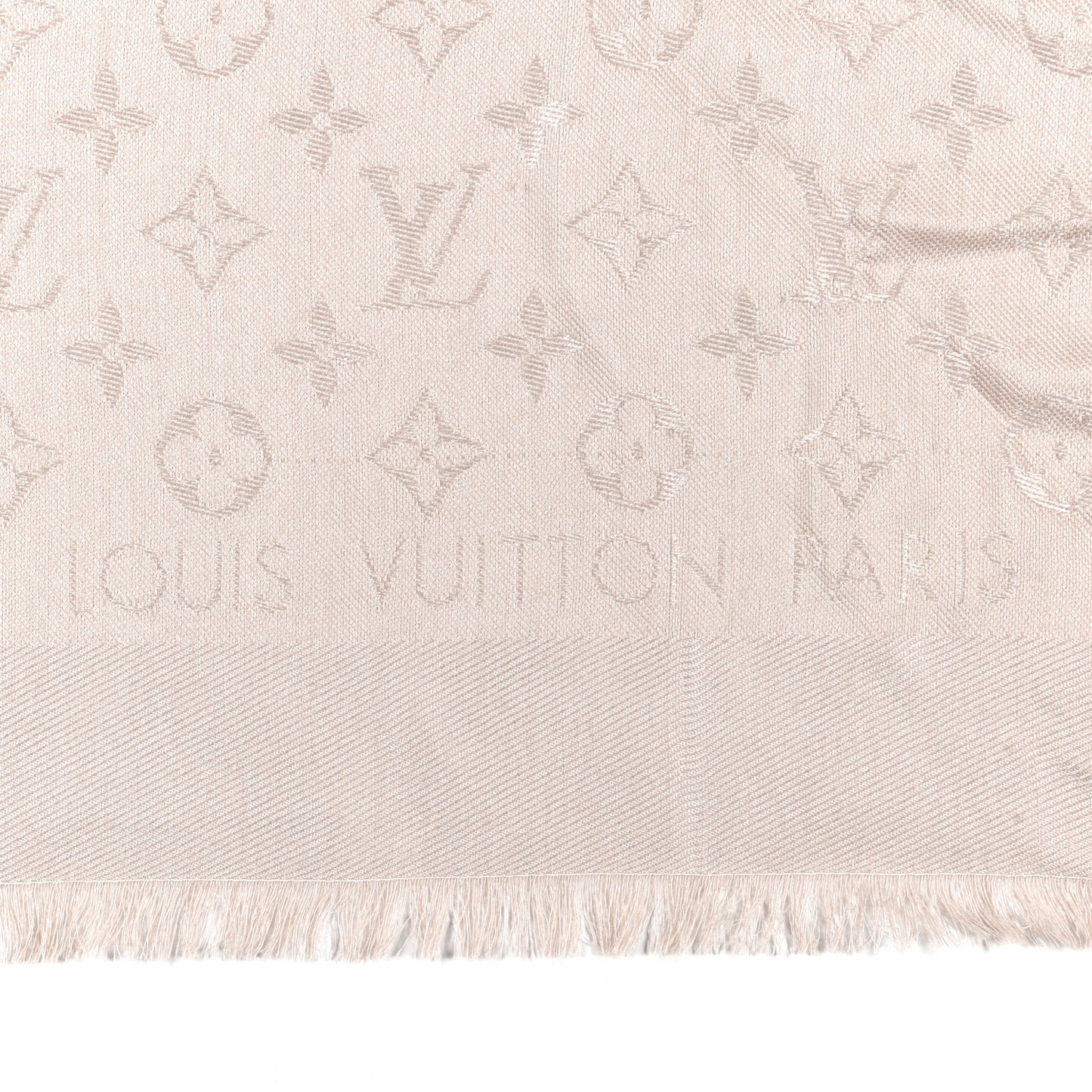 Silk Wool Monogram Shawl Greige