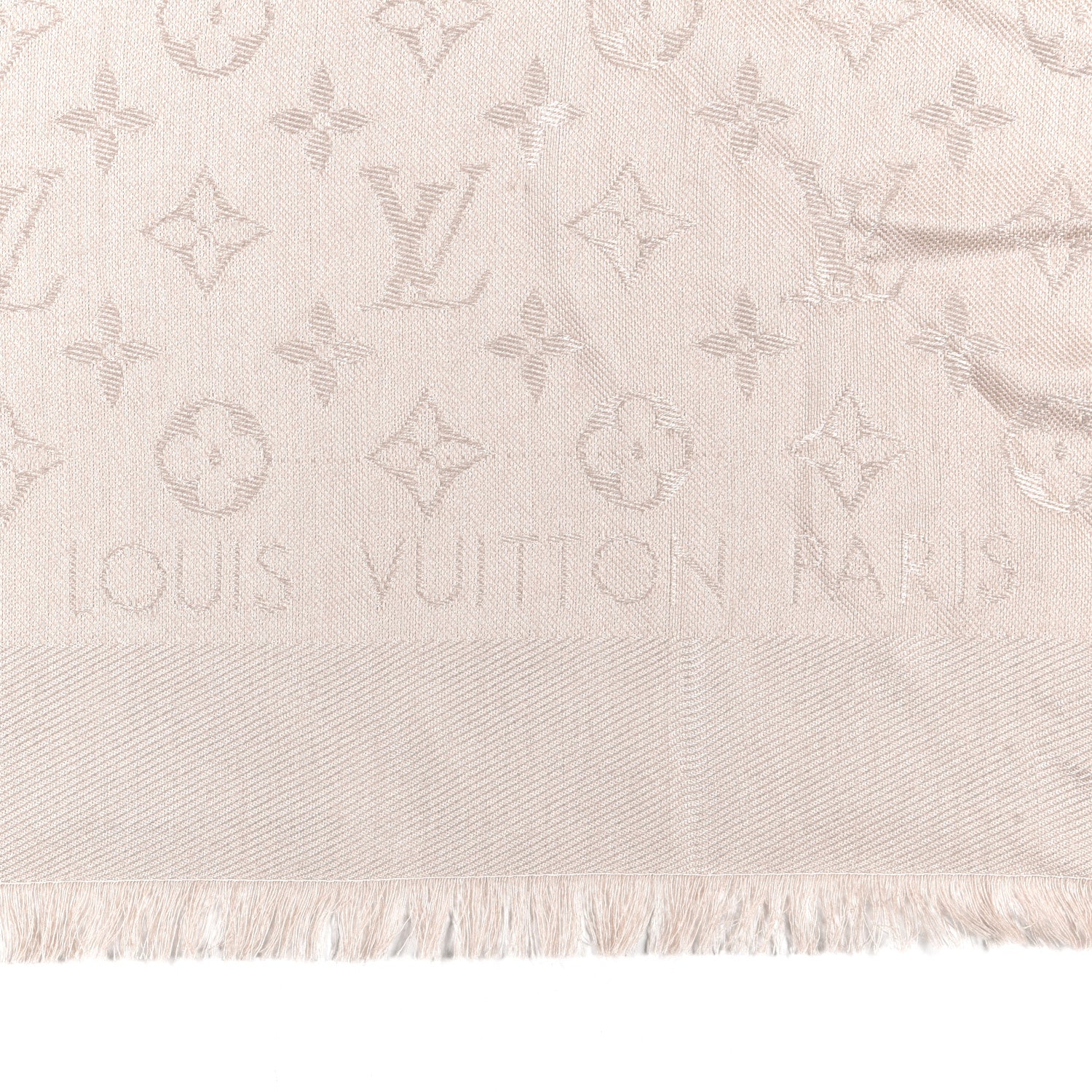 Louis Vuitton Silk Wool Monogram Shawl Greige 2 of 3