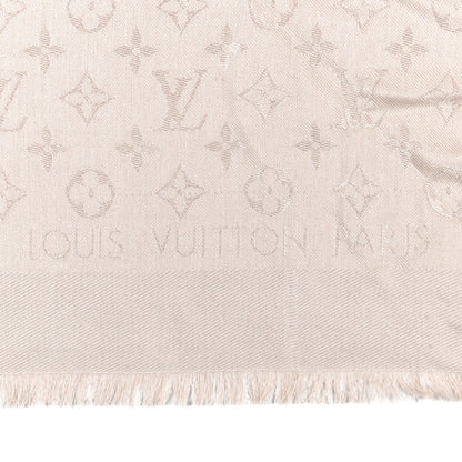 Louis Vuitton Silk Wool Monogram Shawl Greige 2 of 3