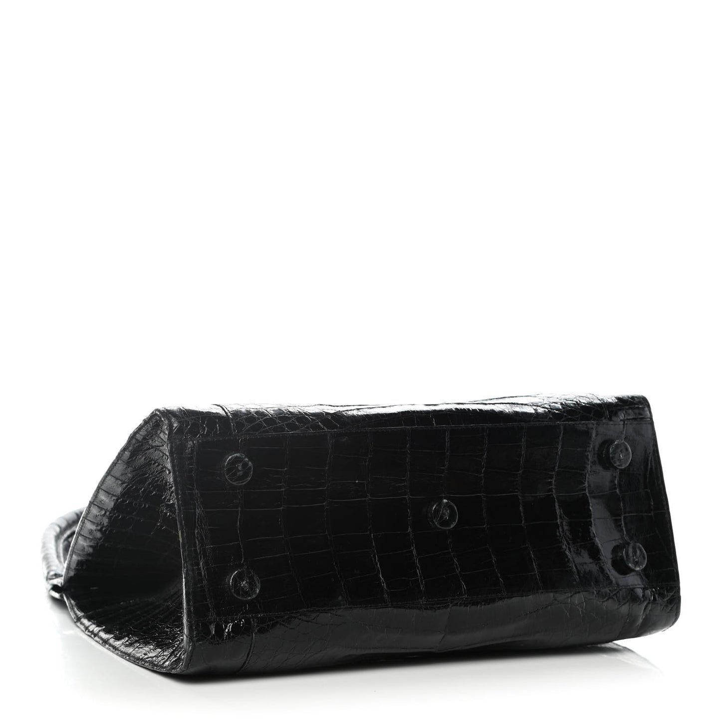 Crocodile Top Handle Bag Black