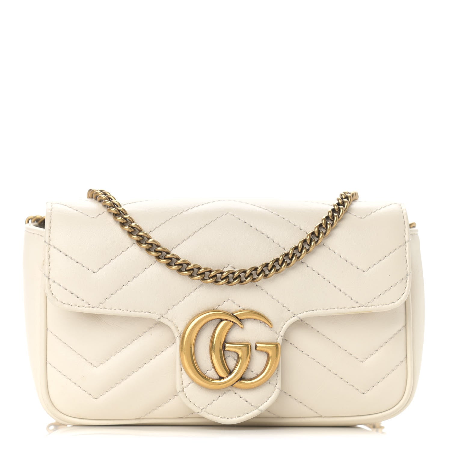 Gucci Calfskin Matelasse Super Mini GG Marmont Shoulder Bag White 1 of 10
