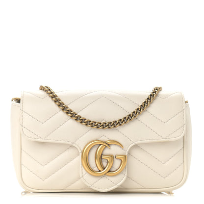 Gucci Calfskin Matelasse Super Mini GG Marmont Shoulder Bag White 1 of 10