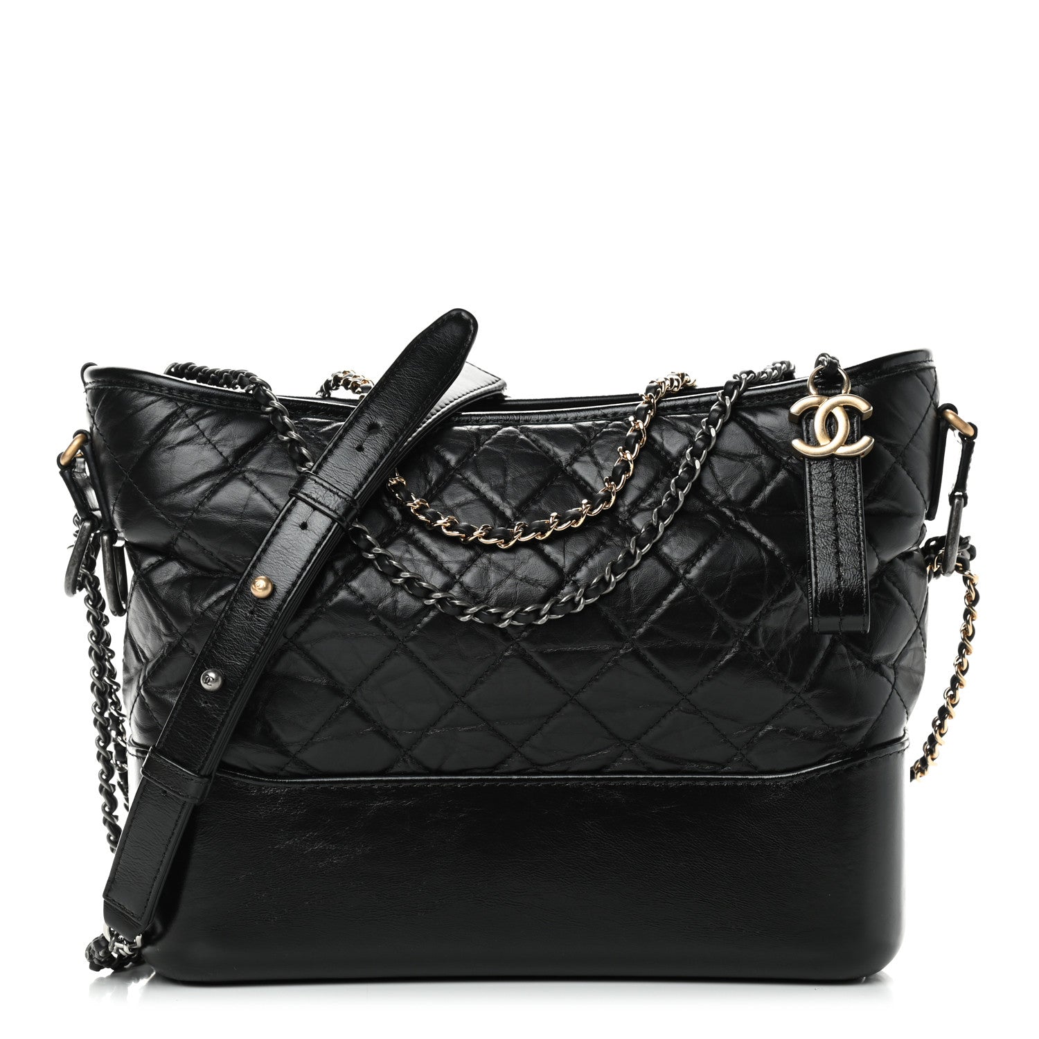 Chanel Aged Calfskin Quilted Medium Gabrielle Hobo Black 1 of 10