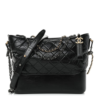 Chanel Aged Calfskin Quilted Medium Gabrielle Hobo Black 1 of 10