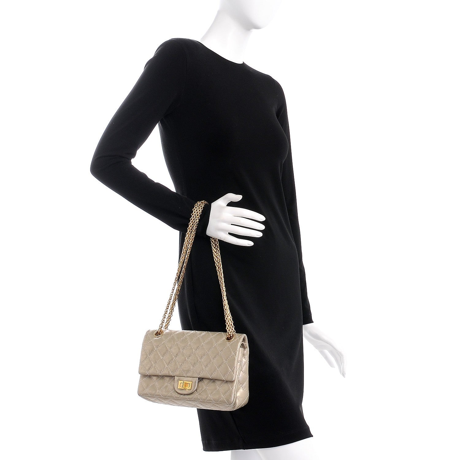 Chanel Metallic Aged Calfskin 2.55 Reissue 225 Flap Light Gold 3 of 8