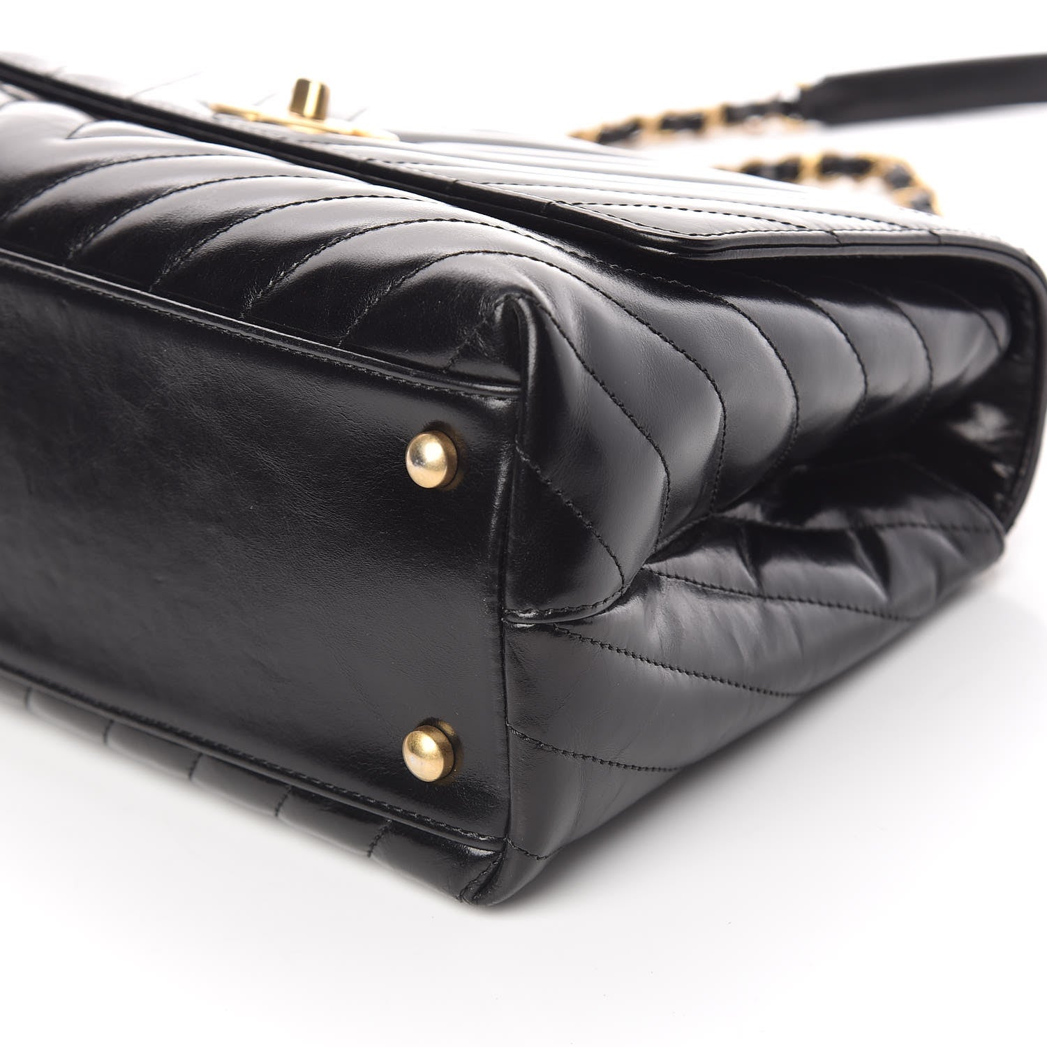 Chanel Calfskin Chevron Quilted Small Coco Handle Flap Black 6 of 11
