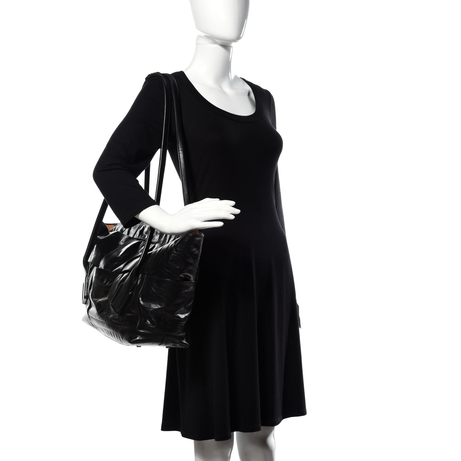 Bottega Veneta Paper Calfskin Maxi Intrecciato Medium Arco Slouch Black 2 of 10