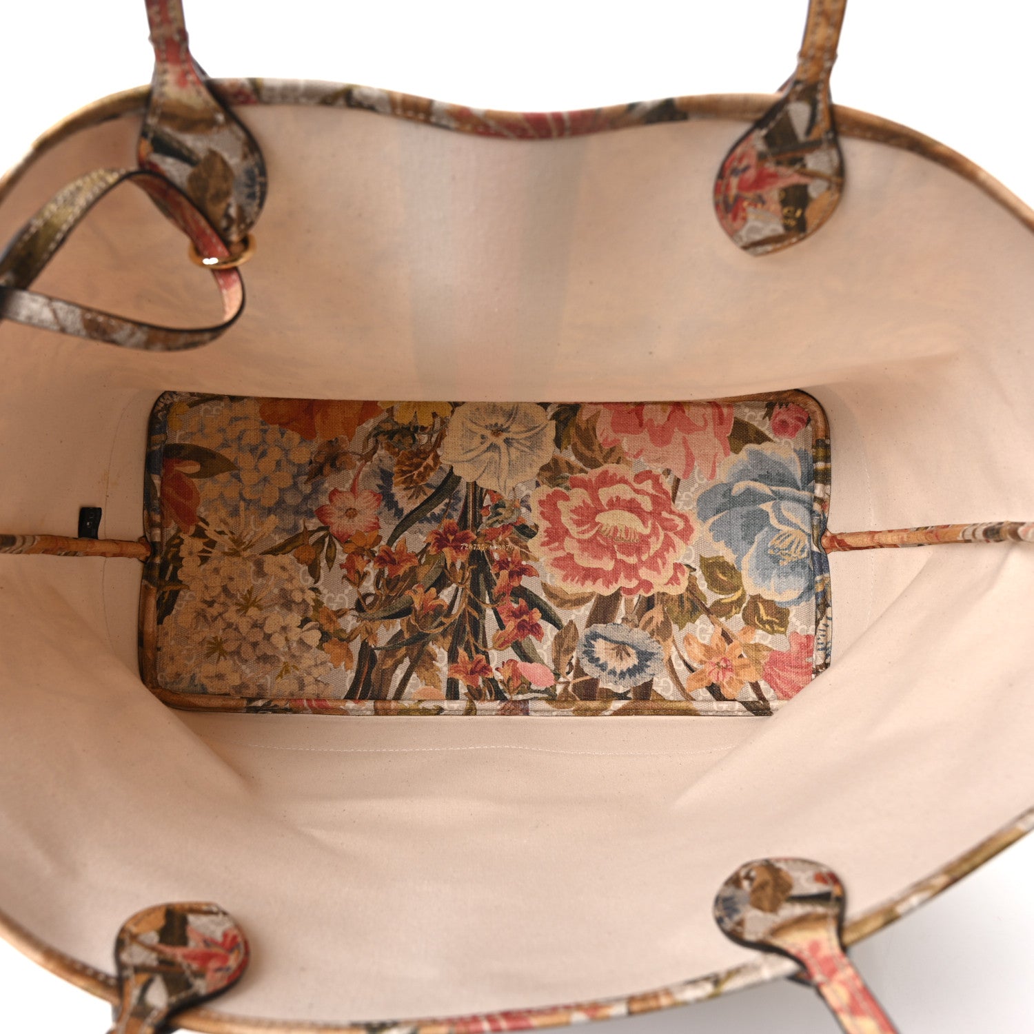 Gucci GG Supreme Monogram Water Flora Web Large Ophidia Tote Beige White Multicolor 5 of 10