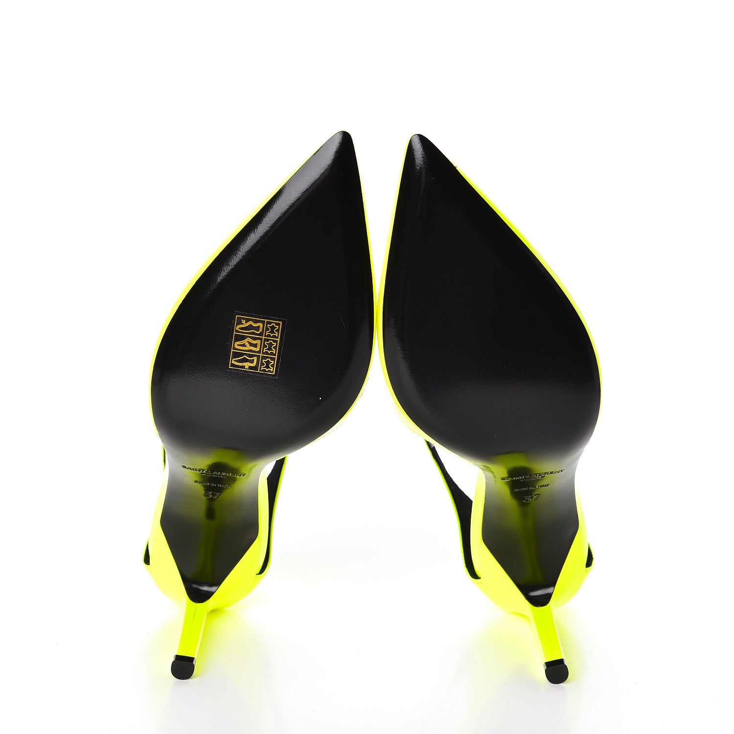 Saint Laurent Patent Anja 85 Ankle Strap Pointed Pumps 37 Fluo Yellow 5 of 9