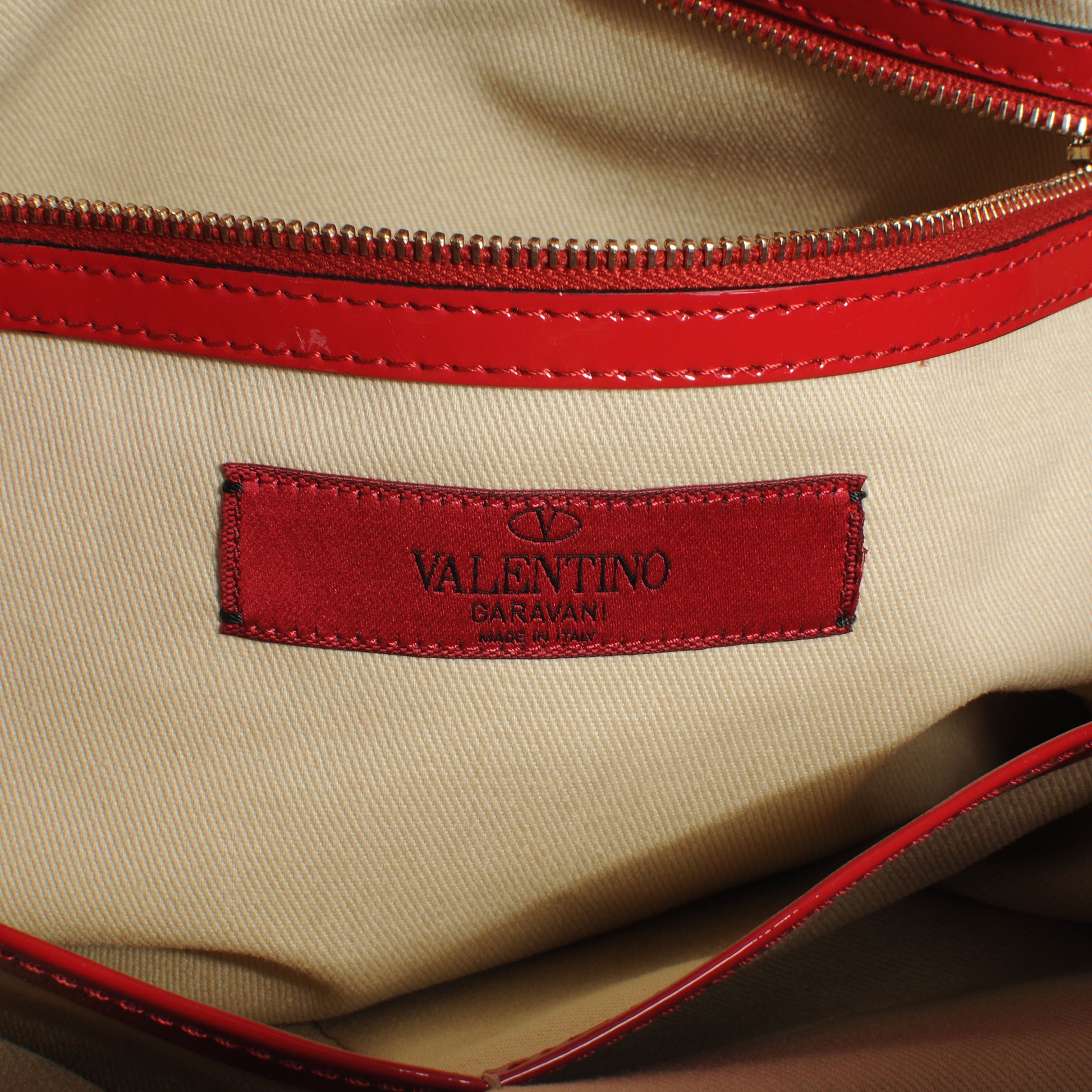 Valentino Garavani Patent Rockstud Dome Satchel Red 5 of 7