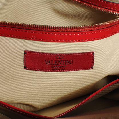 Valentino Garavani Patent Rockstud Dome Satchel Red 5 of 7