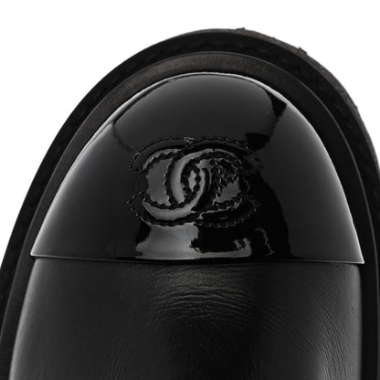 Chanel Crumpled Calfskin Patent Cap Toe Short Boots 36.5 Black 8 of 9