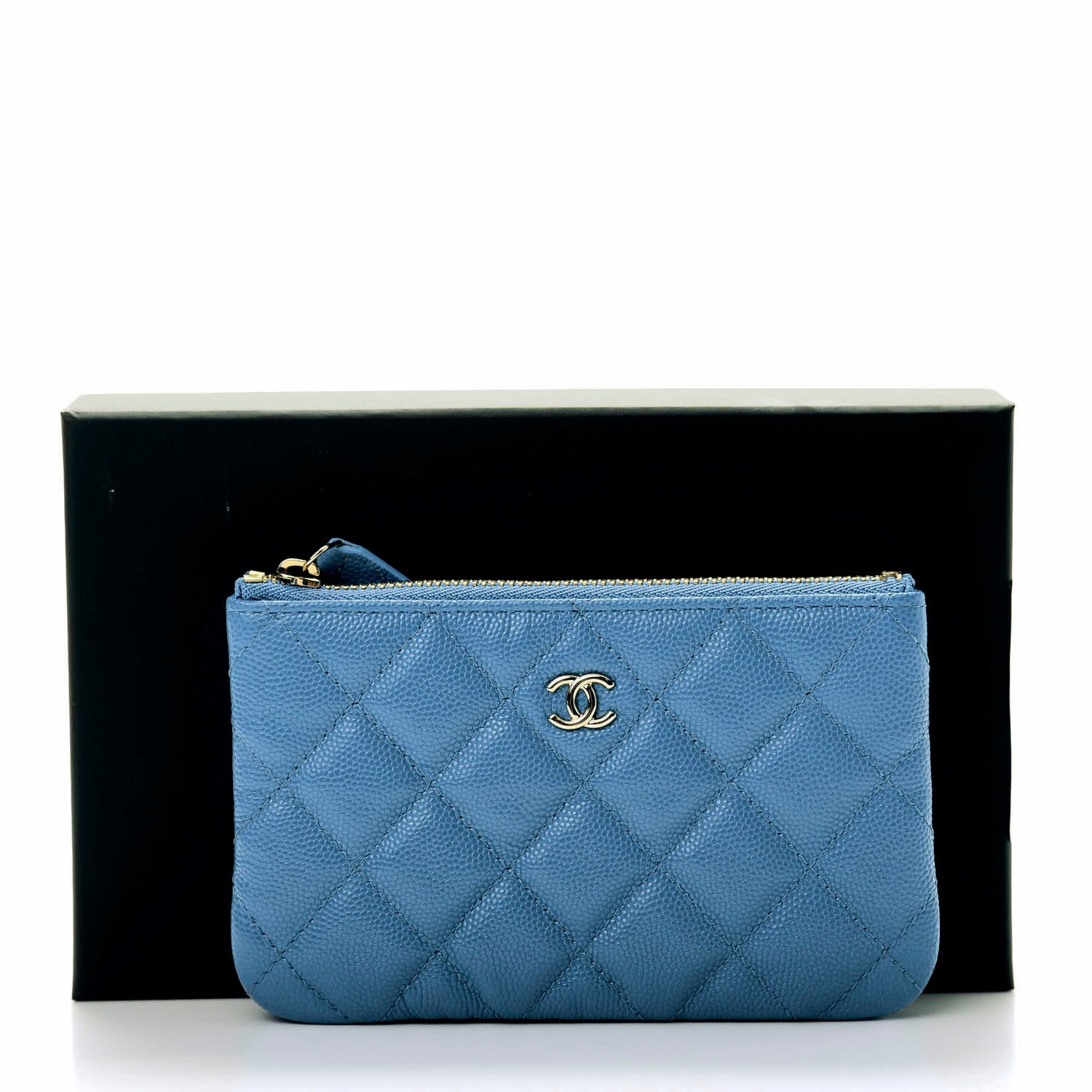 Chanel Caviar Quilted Small Cosmetic Case Blue 8 of 8