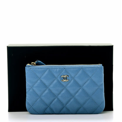 Chanel Caviar Quilted Small Cosmetic Case Blue 8 of 8