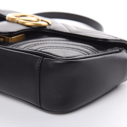 Gucci Calfskin Matelasse Mini GG Marmont Shoulder Bag Black 9 of 10