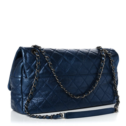 Chanel Metallic Caviar Quilted Large Chic Flap Blue 3 of 10