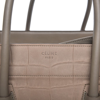 Celine Crocodile Embossed Nubuck Medium Phantom Luggage Beige 6 of 14