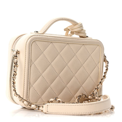 Chanel Caviar Quilted Small CC Filigree Vanity Case White 2 of 10