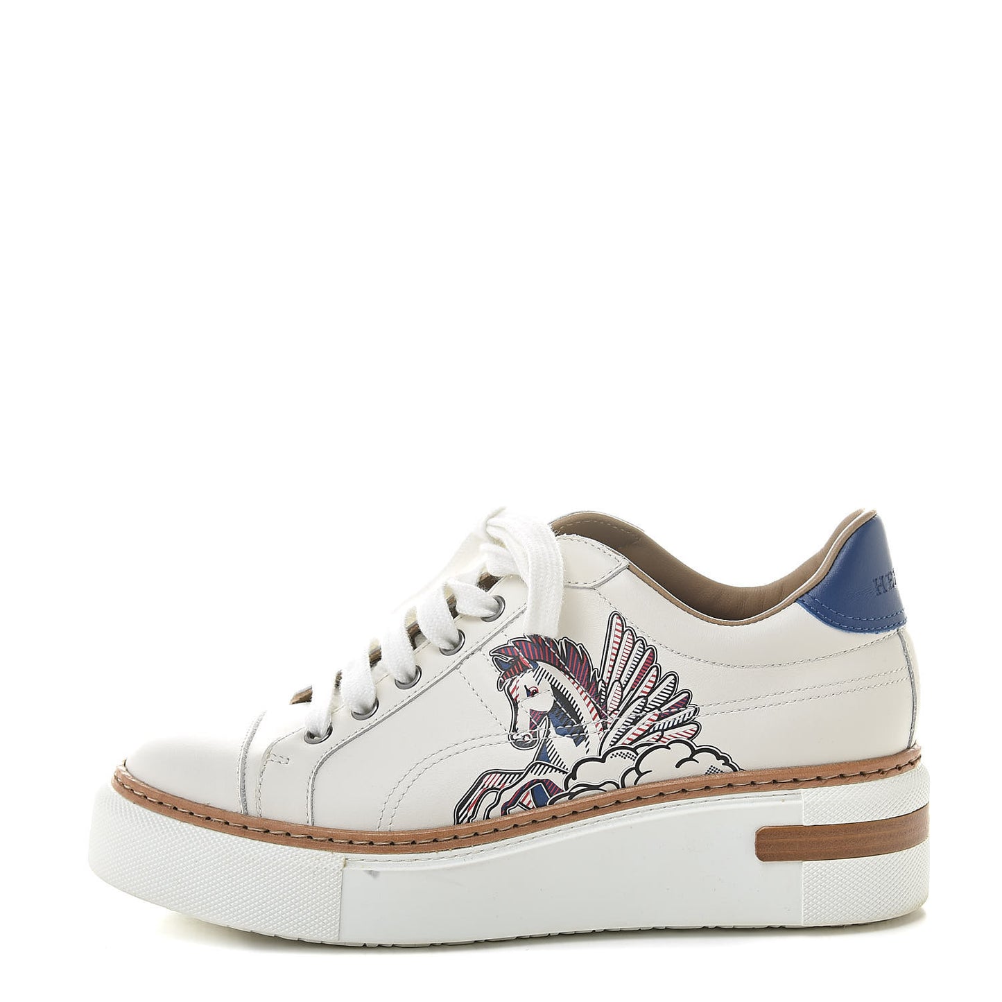 Calfskin Pegase Pop Polo Sneakers 37.5 Multicolor White